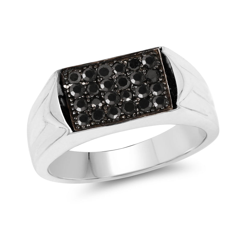 Bids.com 0.42 Carat Genuine Black Diamond .925 Sterling Silver Ring Rings