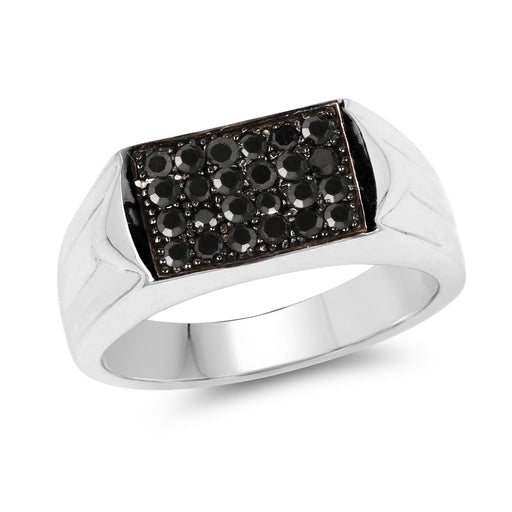 Bids.com 0.42 Carat Genuine Black Diamond .925 Sterling Silver Ring Rings