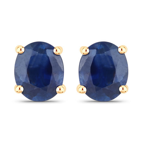 Bids.com 0.68 Carat Genuine Blue Sapphire 14K Yellow Gold Earrings Earrings