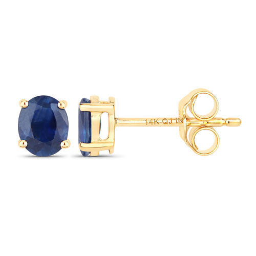 Bids.com 0.68 Carat Genuine Blue Sapphire 14K Yellow Gold Earrings Earrings