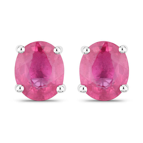Bids.com 0.60 Carat Genuine Ruby 14K White Gold Earrings Earrings