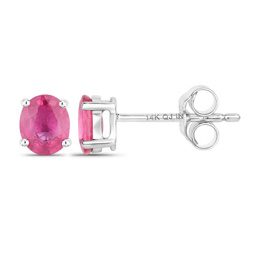 Bids.com 0.60 Carat Genuine Ruby 14K White Gold Earrings Earrings