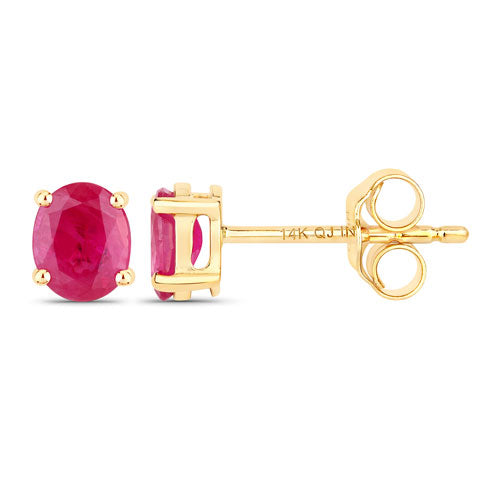 Bids.com 0.60 Carat Genuine Ruby 14K Yellow Gold Earrings Earrings