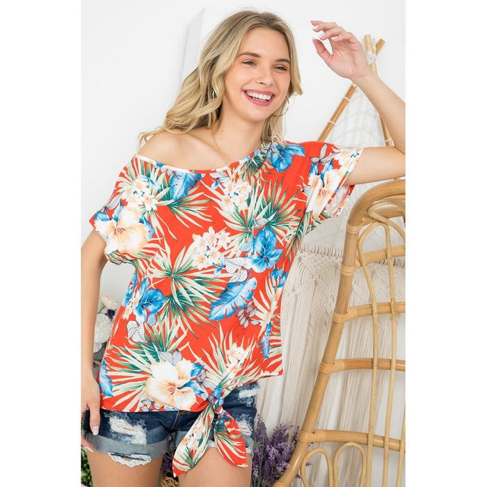 TROPICAL ONESHOULDER TOP