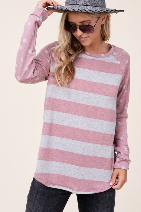 Plus Stripe Mixed Sweatshirts