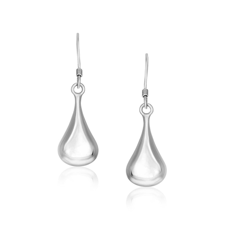 Bids.com Sterling Silver Long Teardrop Shape Puff Drop Earrings Earrings