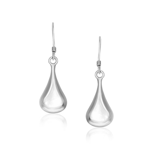 Bids.com Sterling Silver Long Teardrop Shape Puff Drop Earrings Earrings