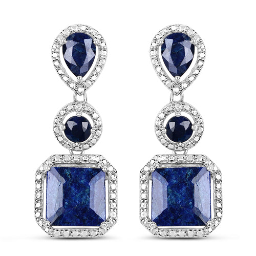 Bids.com 11.62 Carat Dyed Sapphire .925 Sterling Silver Earrings Earrings