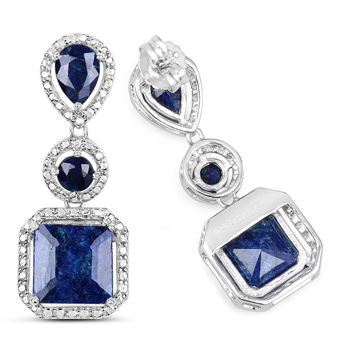 Bids.com 11.62 Carat Dyed Sapphire .925 Sterling Silver Earrings Earrings