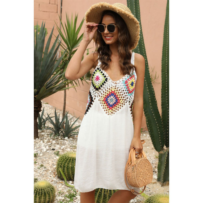 Geometric V-Neck Spaghetti Strap Cover Up Dress