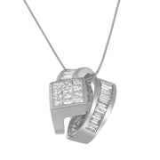 Bids.com 14K White Gold 2 cttw Princess and Baguette Cut Diamond Double Loop Pendant Necklace (G-H, VS1-VS2) Necklaces