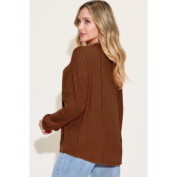 Basic Bae Ribbed Round Neck Long Sleeve T-Shirt