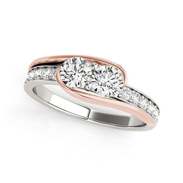 Bids.com Two Stone Diamond Ring in 14k White And Rose Gold (3/4 cttw) Rings
