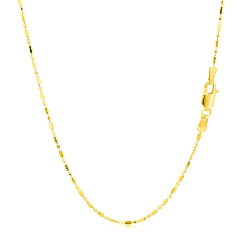 Bids.com 14k Yellow Gold Diamond-Cut Alternating Bead Chain 1.2mm Necklaces