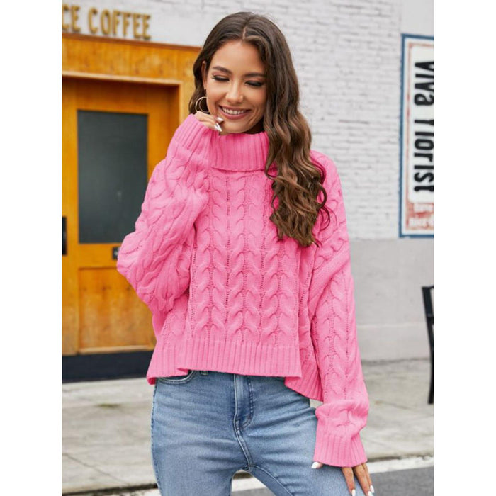 Turtle Neck Cable-Knit Sweater