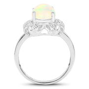 Bids.com 1.73 Carat Genuine Ethiopian Opal & White Topaz .925 Sterling Silver Ring Rings