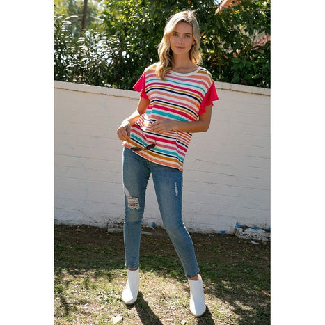 Multi Stripe Mixed Top