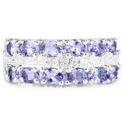 Bids.com 2.05 Carat Genuine Tanzanite and White Topaz .925 Sterling Silver Ring Rings