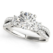 Bids.com 14k White Gold Split Shank 3 Stone Round Diamond Engagement Ring (2 cttw) Rings