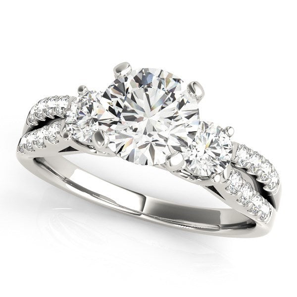 Bids.com 14k White Gold Split Shank 3 Stone Round Diamond Engagement Ring (2 cttw) Rings