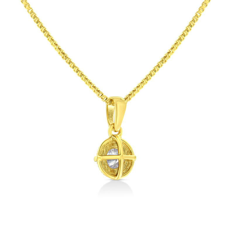 Bids.com 14K Yellow Gold Plated .925 Sterling Silver 1/2 Cttw Brilliant Round Cut Diamond Solitaire Milgrain 18" Pendant Necklace (K-L Color, I2-I3 Clarity) Necklaces