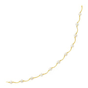 Bids.com 14k Yellow Gold Arc Link Necklace with White Pearls Necklaces