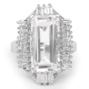Bids.com 9.77 Carat Genuine Crystal Quartz & White Topaz .925 Sterling Silver Ring Rings