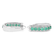 Bids.com 3.42 Carat Genuine Emerald and White Diamond .925 Sterling Silver Earrings Earrings