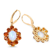 Bids.com 14K Yellow Gold Plated 5.42 Carat Genuine Ethiopian Opal, Citrine and White Topaz .925 Sterling Silver Earrings Earrings