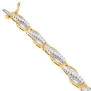 Bids.com 14K Yellow Gold Round and Baguette Cut Winding Love Diamond Bracelet (3.00 cttw, H-I Color, SI1-SI2 Clarity) Bracelets