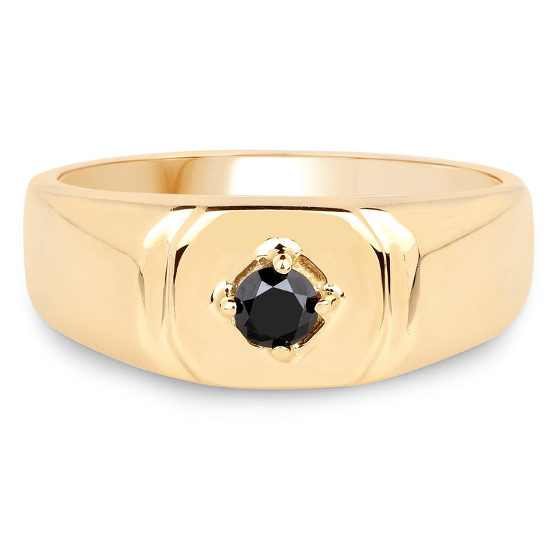 Bids.com 14K Yellow Gold Plated 0.20 Carat Genuine Black Diamond .925 Sterling Silver Ring Rings
