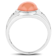 Bids.com 6.59 Carat Genuine Peach Moonstone and White Topaz .925 Sterling Silver Ring Rings