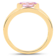 Bids.com 14K Yellow Gold Plated 2.40 Carat Genuine Kunzite .925 Sterling Silver Ring Rings