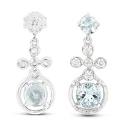 Bids.com 4.42 Carat Genuine Aquamarine and White Zircon .925 Sterling Silver Earrings Earrings