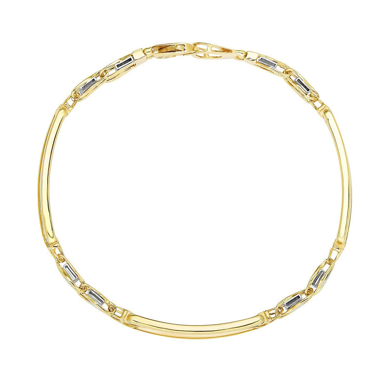 Bids.com 14k Two-Tone Gold Fancy Bar Style Men's Bracelet with Curved Connectors Bracelets