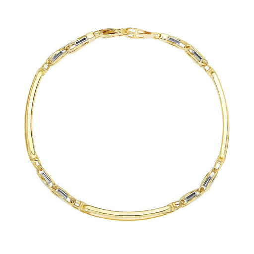 Bids.com 14k Two-Tone Gold Fancy Bar Style Men's Bracelet with Curved Connectors Bracelets