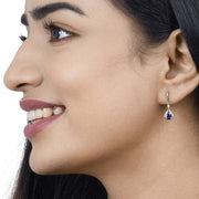 Bids.com 0.86 Carat Genuine Blue Sapphire and White Diamond 14K White Gold Earrings Earrings