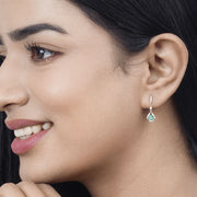 Bids.com 0.70 Carat Genuine Zambian Emerald and White Diamond 14K Yellow Gold Earrings Earrings