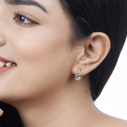 Bids.com 0.76 Carat Genuine Tanzanite and White Diamond 14K Yellow Gold Earrings Earrings