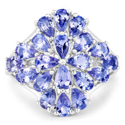 Bids.com 4.20 Carat Genuine Tanzanite .925 Sterling Silver Ring Rings