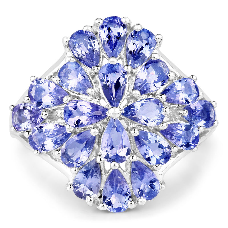 Bids.com 4.20 Carat Genuine Tanzanite .925 Sterling Silver Ring Rings