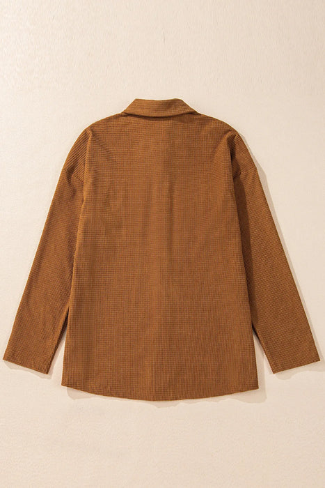 Pocketed Snap Down Long Sleeve Jacket