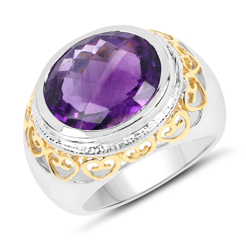 Bids.com 6.92 Carat Genuine Amethyst .925 Sterling Silver Ring Rings