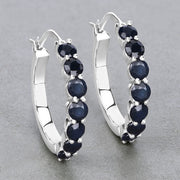 Bids.com 2.66 Carat Genuine Blue Sapphire .925 Sterling Silver Earrings Earrings