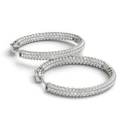 Bids.com 14k White Gold Two Row Pave Set Diamond Hoop Earrings (7 cttw) Earrings
