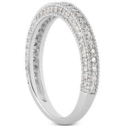 Bids.com 14k White Gold Fancy Pave Diamond Milgrain Textured Wedding Ring Band Rings
