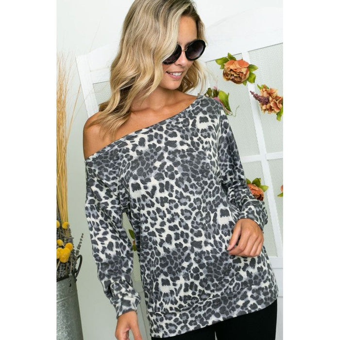 Cheetah One Shoulder Plus Top