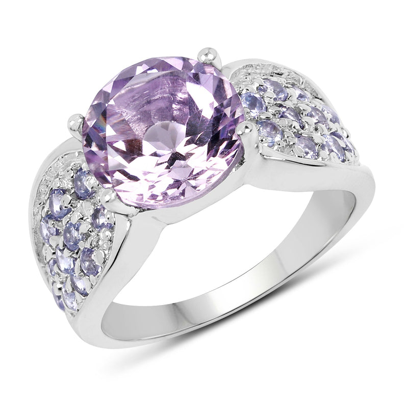 Bids.com 4.07 Carat Genuine Amethyst & Tanzanite .925 Sterling Silver Ring Rings