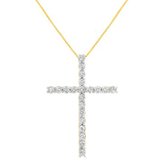 Bids.com 10K Yellow Gold Plated .925 Sterling Silver 4.0 Cttw Round Cut Diamond Cross Pendant Necklace (J-K Color, I1-I2 Clarity) - 18" Necklaces