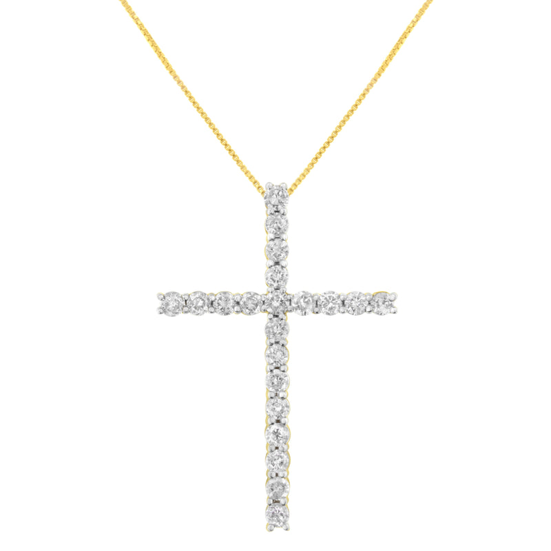 Bids.com 10K Yellow Gold Plated .925 Sterling Silver 4.0 Cttw Round Cut Diamond Cross Pendant Necklace (J-K Color, I1-I2 Clarity) - 18" Necklaces